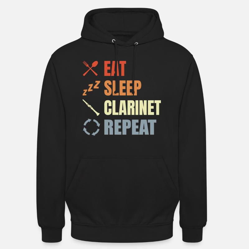 Manger Sommeil Clarinette Répéter - Sweat-shirt à capuche unisexe - noir