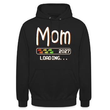 Maman et mère enceintes, maman de la descendance qui charge 2027 - Sweat-shirt à capuche unisexe - noir - Devant - Alina (178cm) & Michal (187cm)