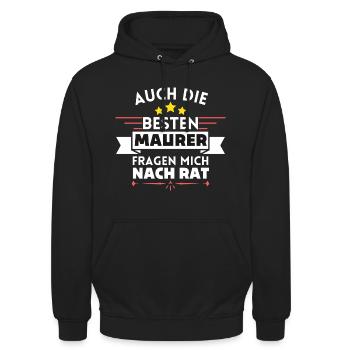 Auch die Besten Maurer fragen mich nach Rat - Unisex Hoodie - Schwarz - Vorne - Alina (178cm) & Michal (187cm)