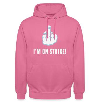 Le majeur – Je suis en grève ! (Piquet) - Sweat-shirt à capuche unisexe - rose - Devant - Alina (178cm) & Michal (187cm)