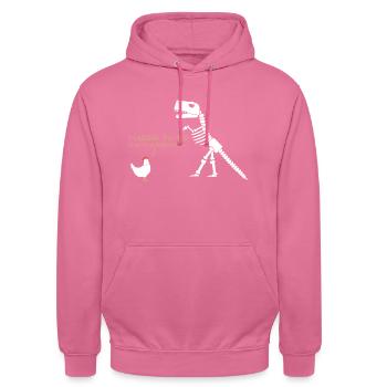 I used to be such a badass | Dinosaur, Chicken - Unisex Hoodie - pink - Front - Alina (178cm) & Michal (187cm)