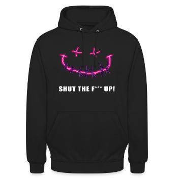 Shut the F*** Up - Unisex Hoodie - Schwarz - Vorne - Alina (178cm) & Michal (187cm)