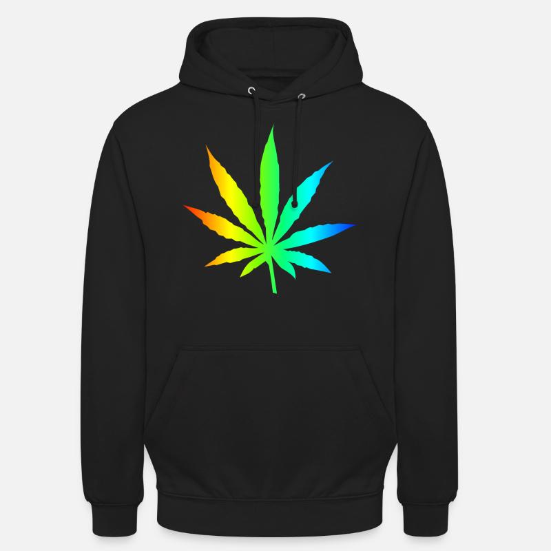 Marihuana-Blatt-Regenbogen - Unisex Hoodie - Schwarz