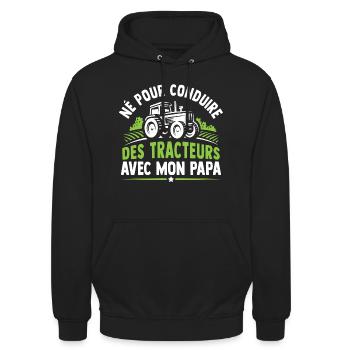 Né pour conduire des tracteurs avec mon papa - Sweat-shirt à capuche unisexe - noir - Devant - Alina (178cm) & Michal (187cm)