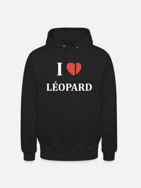 i love Léopard - Sweat-shirt à capuche unisexe - noir