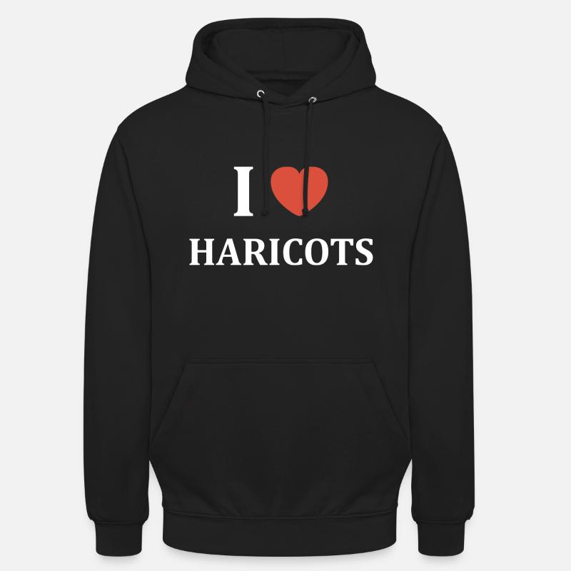 i love Haricots - Sweat-shirt à capuche unisexe - noir
