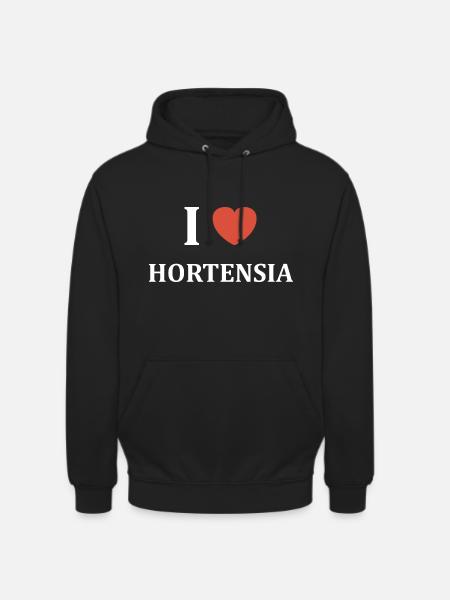 i love Hortensia - Sweat-shirt à capuche unisexe - noir