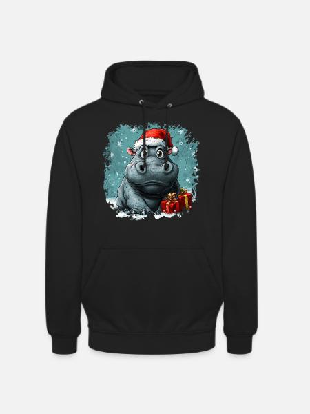 Hippopotamus Christmas - Unisex Hoodie - black