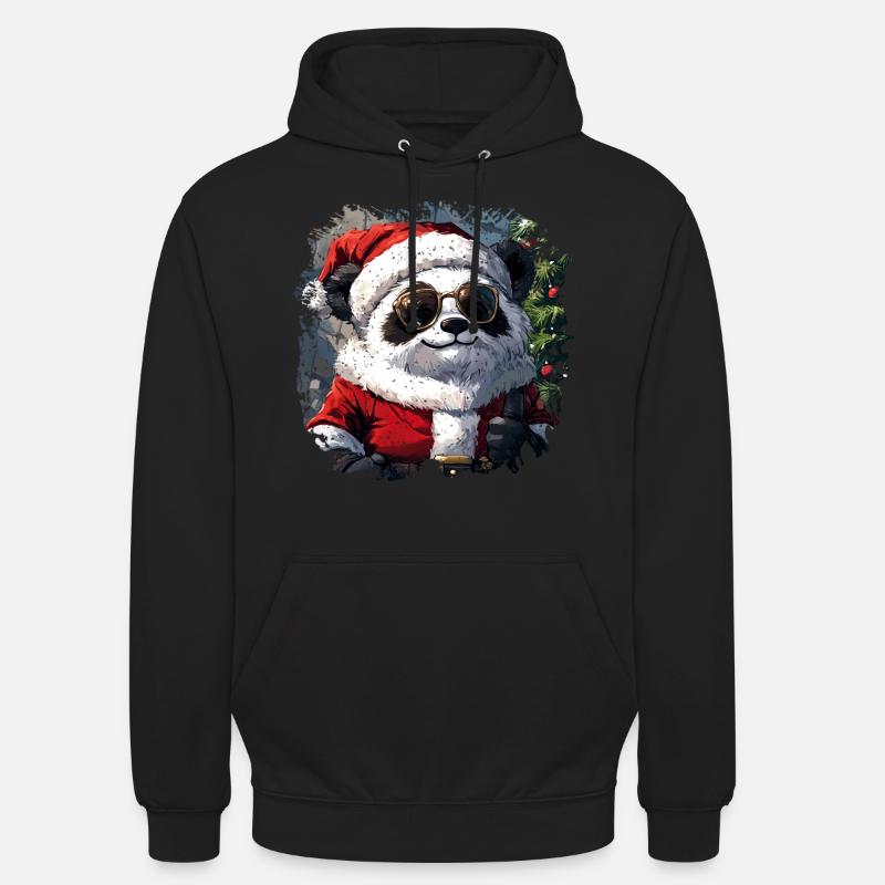 Panda Weihnachtsmann - Unisex Hoodie - Schwarz
