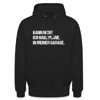 Garagen Pläne. - Unisex Hoodie - Schwarz - Vorne - Alina (178cm) & Michal (187cm)