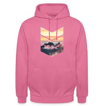 SCHÖNER SONNENAUFGANG ÜBER DEN WOLKEN! GESCHENK - Unisex Hoodie - Pink - Vorne - Alina (178cm) & Michal (187cm)
