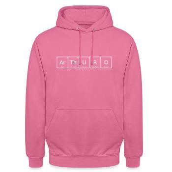 Arthuro Nom Prénom Chimie Tableau périodique Élément - Sweat-shirt à capuche unisexe - rose - Devant - Alina (178cm) & Michal (187cm)