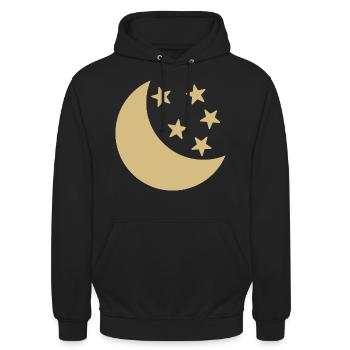 MOND UND STERNE - Unisex Hoodie - Schwarz - Vorne - Alina (178cm) & Michal (187cm)