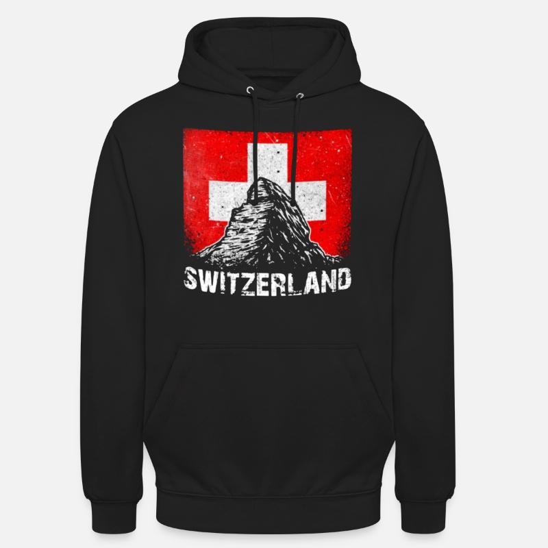 Drapeau Suisse et Alpes - Sweat-shirt à capuche unisexe - noir