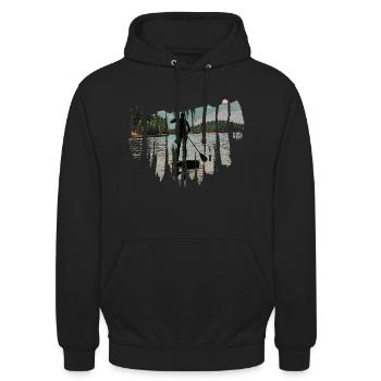 Stand up Paddling | SUP | stand up paddle - Unisex Hoodie - Schwarz - Vorne - Alina (178cm) & Michal (187cm)
