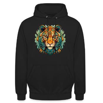 Animal Tigre Mandala - Sweat-shirt à capuche unisexe - noir - Devant - Alina (178cm) & Michal (187cm)