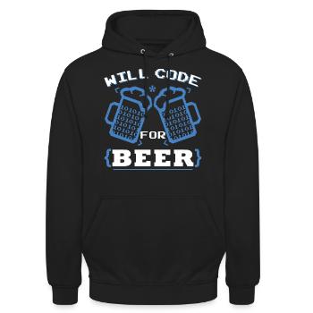 Will Code For Beer | Programmer Coding - Unisex Hoodie - black - Front - Alina (178cm) & Michal (187cm)