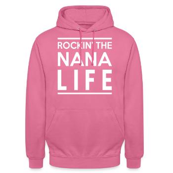 Rockin das Nana Leben bestes Geschenk für Oma lustig - Unisex Hoodie - Pink - Vorne - Alina (178cm) & Michal (187cm)