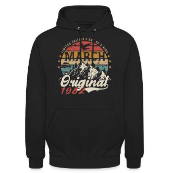 Genial seit März 1982 | Geburtstag März 1982 - Unisex Hoodie - Schwarz - Vorne - Alina (178cm) & Michal (187cm)