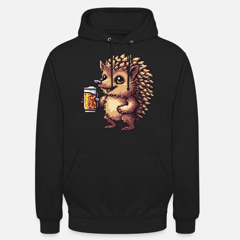 Igel Pixel Bier - Unisex Hoodie - Schwarz