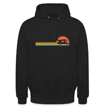 Wohnmobil Retro Camper Camping Vintage - Unisex Hoodie - Schwarz - Vorne - Alina (178cm) & Michal (187cm)