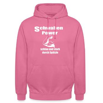 Schwaben Power-smart and strong Spätzle humor fun - Unisex Hoodie - pink - Front - Alina (178cm) & Michal (187cm)