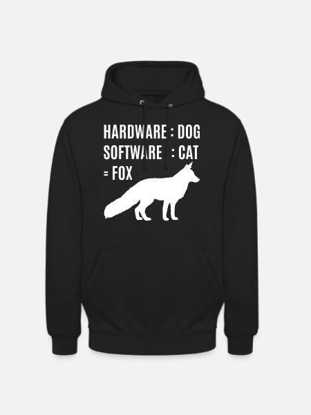 Fuchs Hardware Hund Software Katze - Unisex Hoodie - Schwarz