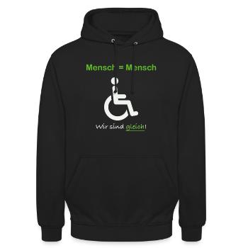 Wir sind gleich! Mensch ist mensch - Unisex Hoodie - Schwarz - Vorne - Alina (178cm) & Michal (187cm)