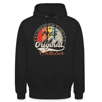 Octobre 1965 Cadeau Anniversaire - Octobre 1965 - Sweat-shirt à capuche unisexe - noir - Devant - Alina (178cm) & Michal (187cm)