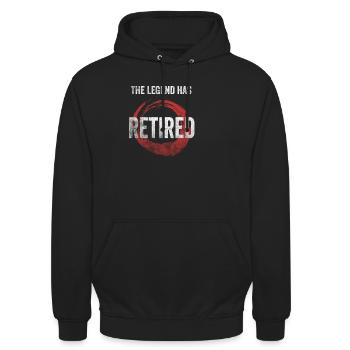 Die Legende hat sich zur Ruhe gesetzt Celebration - Unisex Hoodie - Schwarz - Vorne - Alina (178cm) & Michal (187cm)