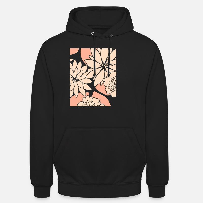 Fleurs - Printemps - Été - Fleurs - Sweat-shirt à capuche unisexe - noir