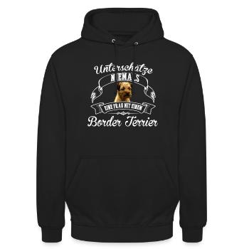 Border Terrier - Unisex Hoodie - Schwarz - Vorne - Alina (178cm) & Michal (187cm)