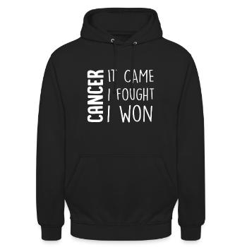 cancer I won Krebs - Unisex Hoodie - Schwarz - Vorne - Alina (178cm) & Michal (187cm)