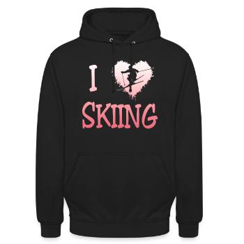 i love skiing - Unisex Hoodie - Schwarz - Vorne - Alina (178cm) & Michal (187cm)