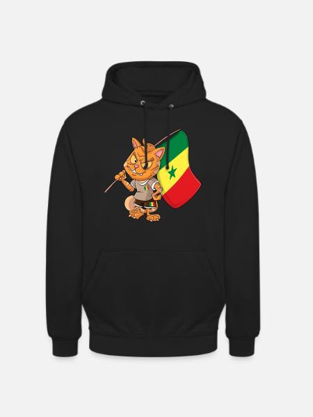 Senegal Fan Cat - Unisex Hoodie - black