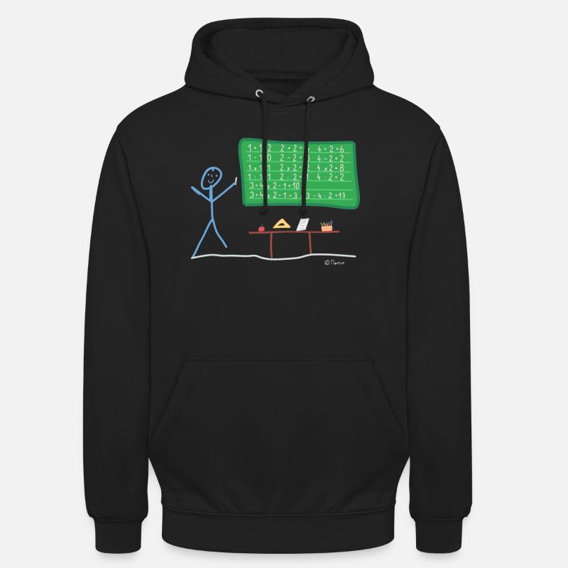 Teacher student stickman calculating math - Unisex Hoodie - black