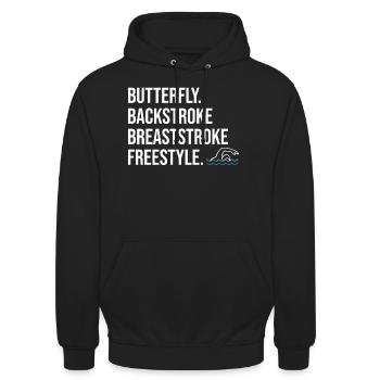 Schwimmen Schwimmer - Unisex Hoodie - Schwarz - Vorne - Alina (178cm) & Michal (187cm)