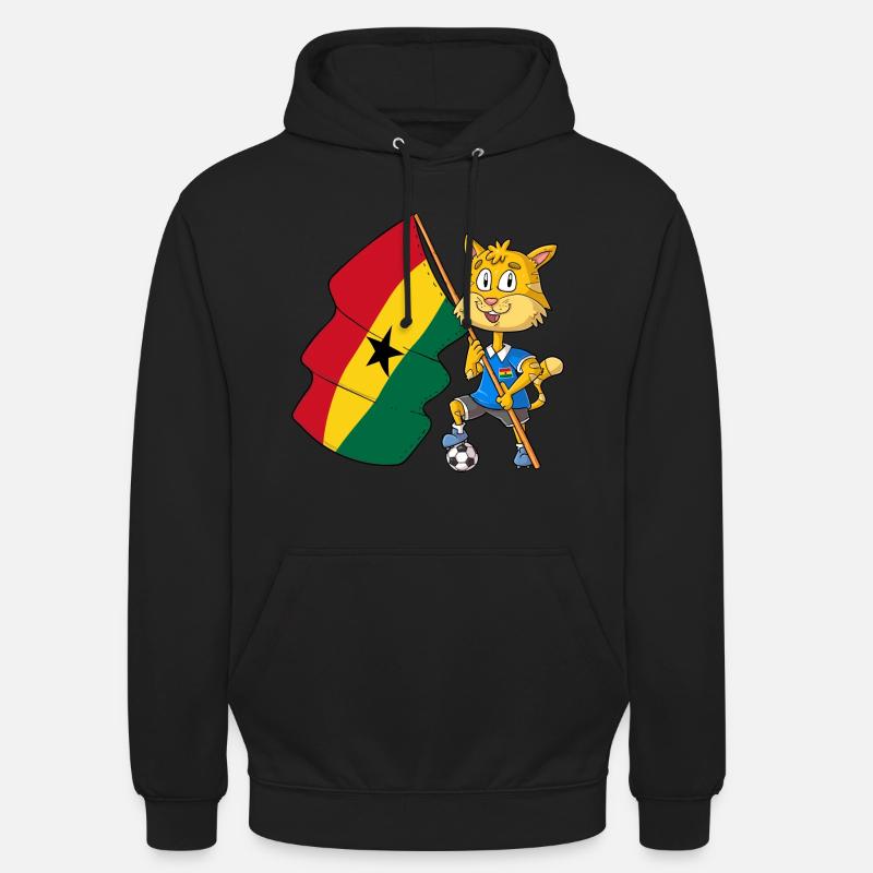 Ghana Fan Cat - Sweat-shirt à capuche unisexe - noir