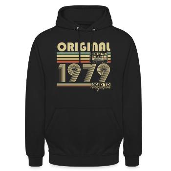 Original 1979 Vintage Vintage anniversaire rétro - Sweat-shirt à capuche unisexe - noir - Devant - Alina (178cm) & Michal (187cm)