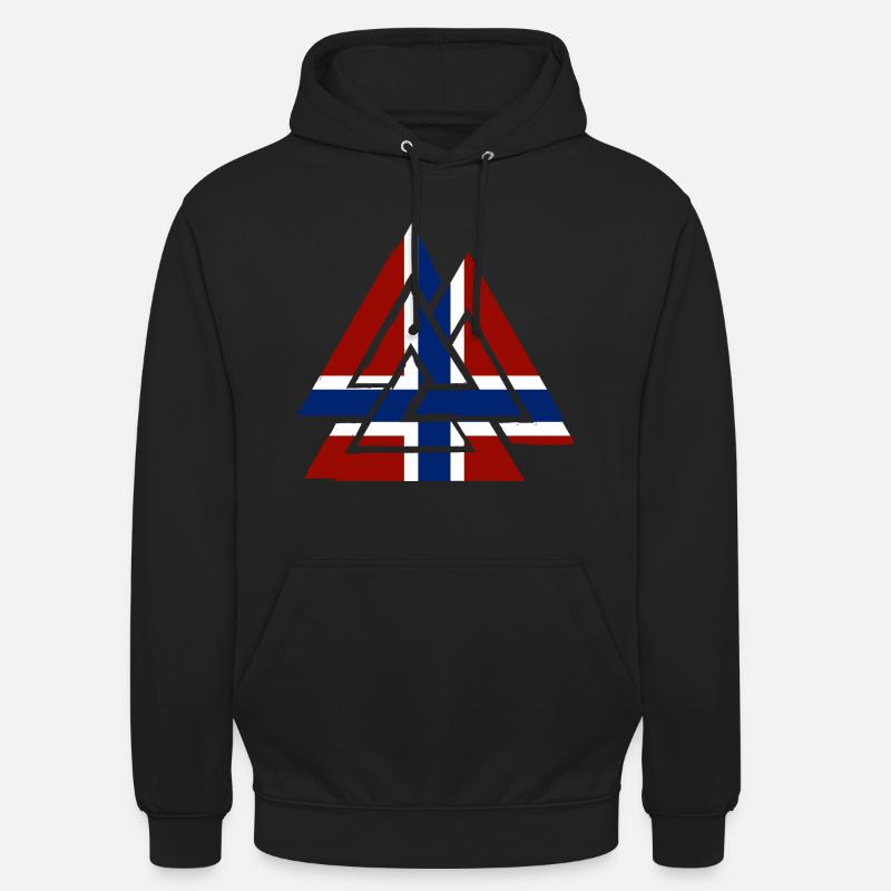 Drapeau norvégien avec Valknut, symbole d'Odin - Sweat-shirt à capuche unisexe - noir