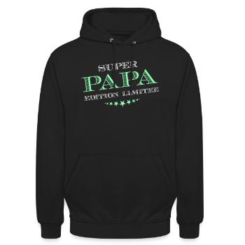 Super papa cadeau - Sweat-shirt à capuche unisexe - noir - Devant - Alina (178cm) & Michal (187cm)