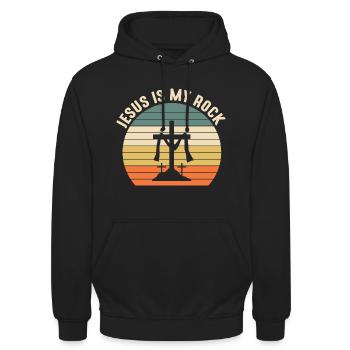 Botschaften aus der Bibel Jesus Löwe Stamm Juda - Unisex Hoodie - Schwarz - Vorne - Alina (178cm) & Michal (187cm)