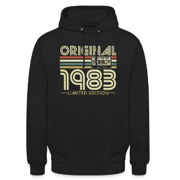 Original 1983 vintage vintage anniversaire rétro - Sweat-shirt à capuche unisexe - noir - Devant - Alina (178cm) & Michal (187cm)