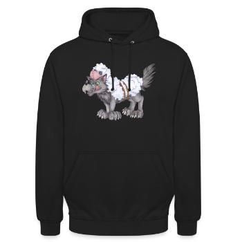 Lustiger Wolf im Schafspelz Geschenk Humor - Unisex Hoodie - Schwarz - Vorne - Alina (178cm) & Michal (187cm)