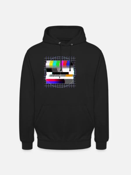Testmønster for rør-TV - forvrengt - 80-tallet - Unisex-hettegenser - svart