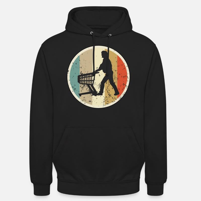Mann mit Einkaufswagen Supermarkt - Unisex Hoodie - Schwarz