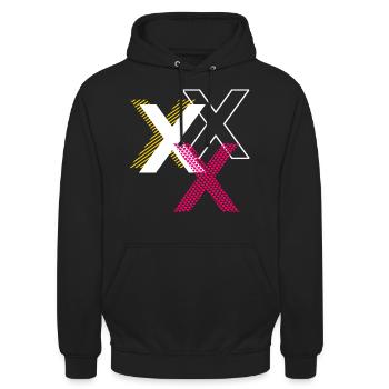 Buchstabe X - Unisex Hoodie - Schwarz - Vorne - Alina (178cm) & Michal (187cm)