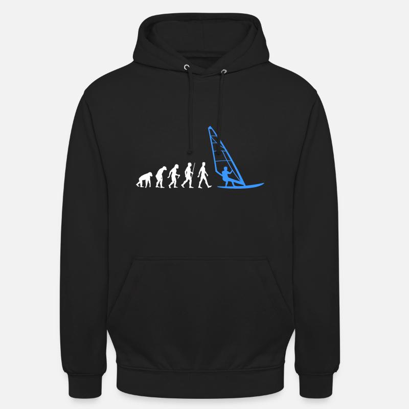 Windsurf Evolution Windsurfer Windsurfing - Sweat-shirt à capuche unisexe - noir