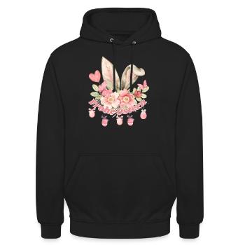 Frohe Ostern Hasenohren Mädchen - Unisex Hoodie - Schwarz - Vorne - Alina (178cm) & Michal (187cm)