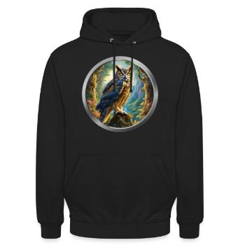 Owl Animal - 3 - Unisex Hoodie - black - Front - Alina (178cm) & Michal (187cm)